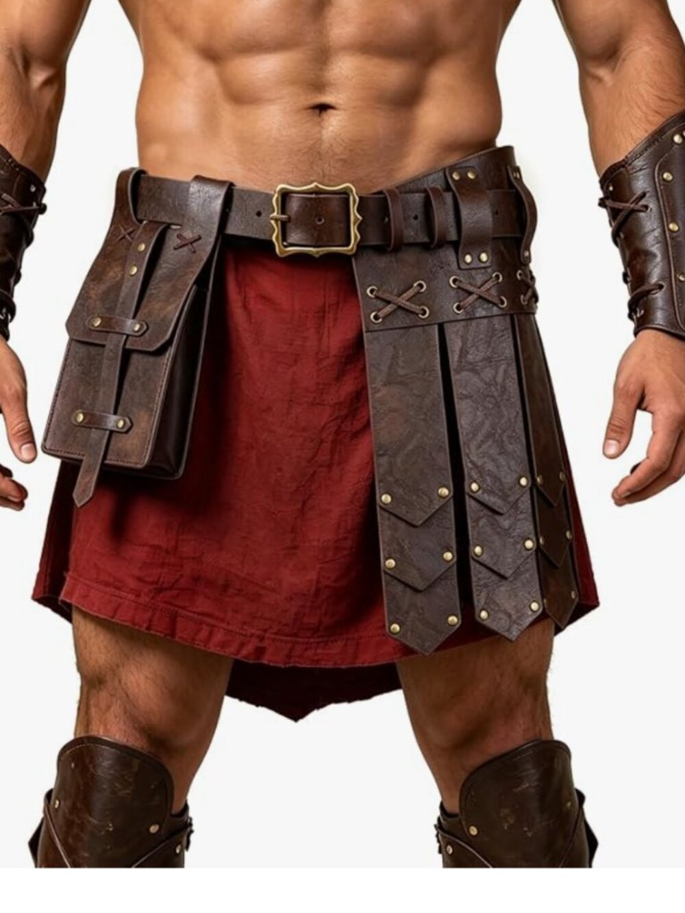 Belt Knight Armor with Pouch Retro Faux Leather